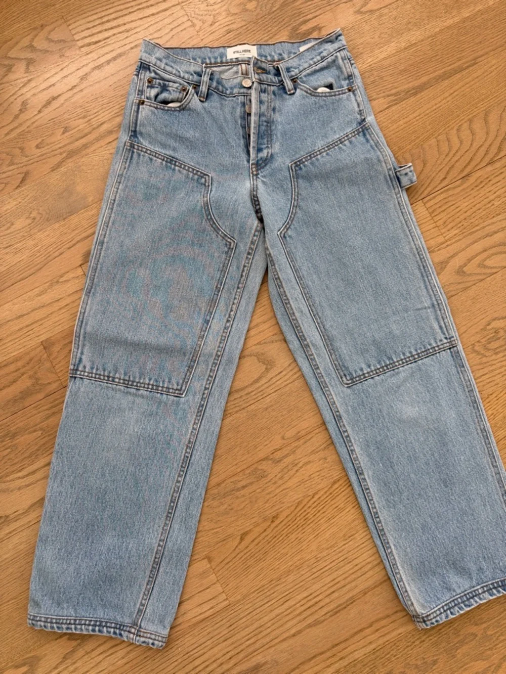 Light Blue Wide-Leg Carpenter Jeans - Women's Light Blue Denim - Picture 2 of 5